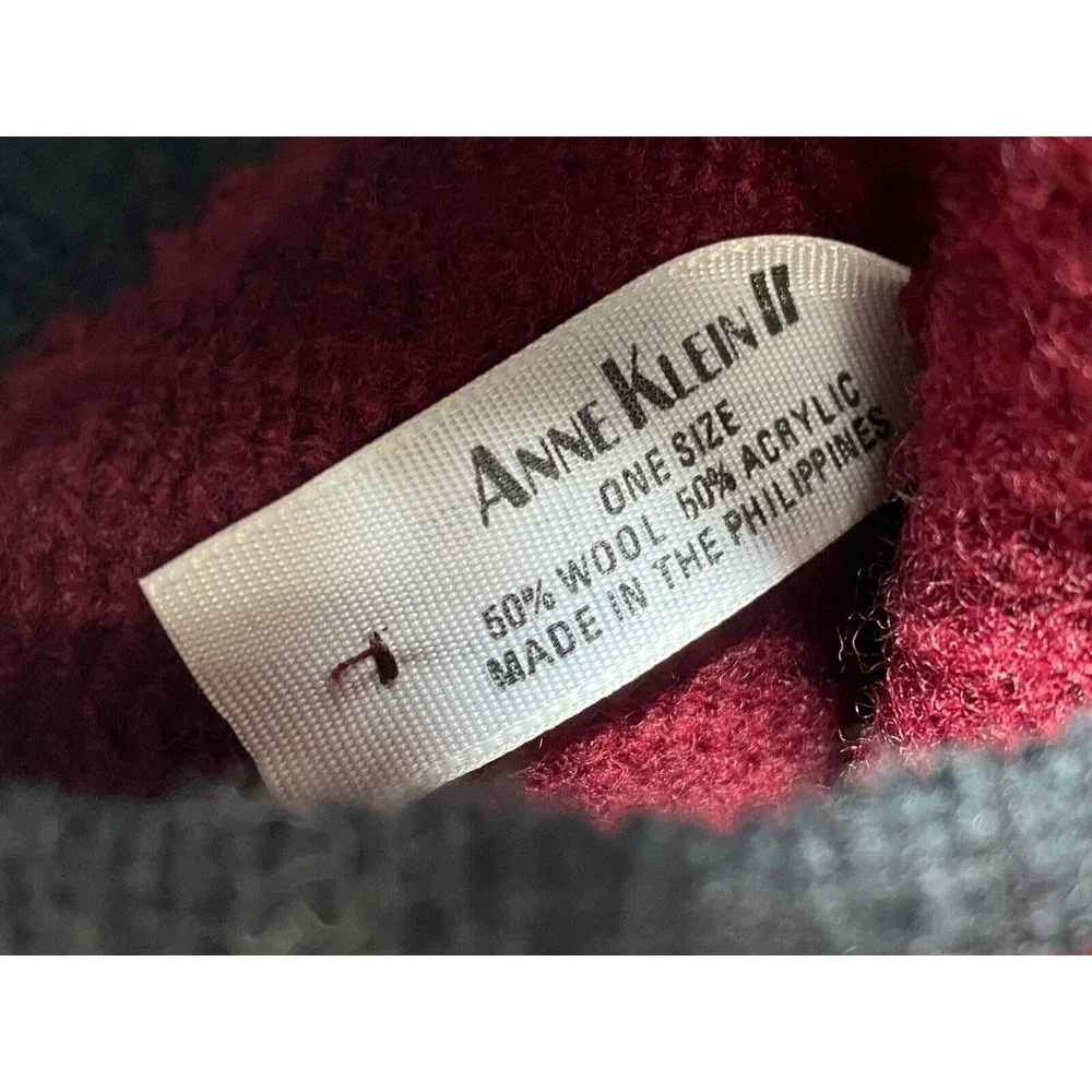 Anne Klein Aris Red Black Wool Knit Gloves Long Gold Button‎ NWT